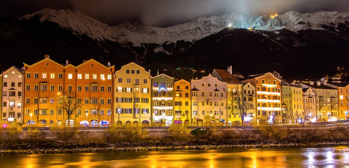 The,Embankment,Of,Innsbruck,At,Night,-,Austria